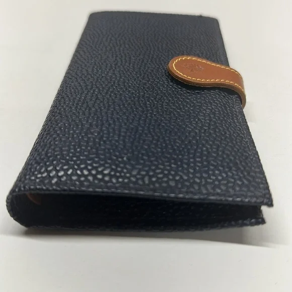 Mulberry Wallet Long Bifold Caviar Leather Navvy Blue Tan Leather Trim Vintage - Picture 11 of 11